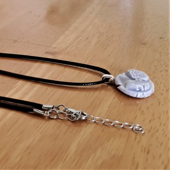 Handmade Ceramic Lilac Butterfly Pendant Necklace - Picture 5 of 12